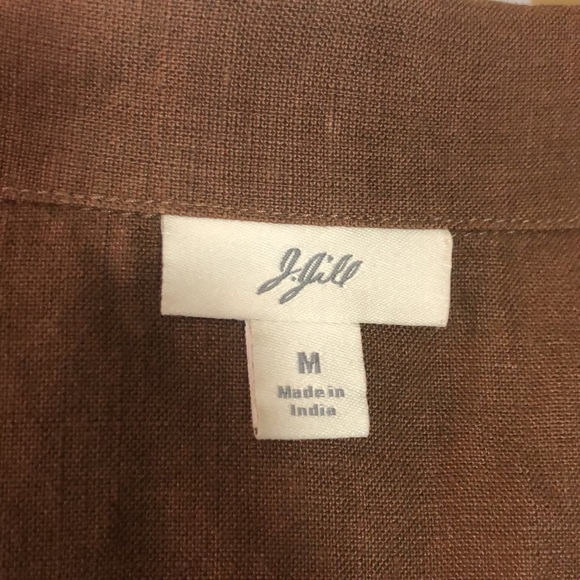 J JILL size Medium 100% Linen Jacket Empire BellSleeve LagenLook Fabric Buttons - Picture 16 of 16